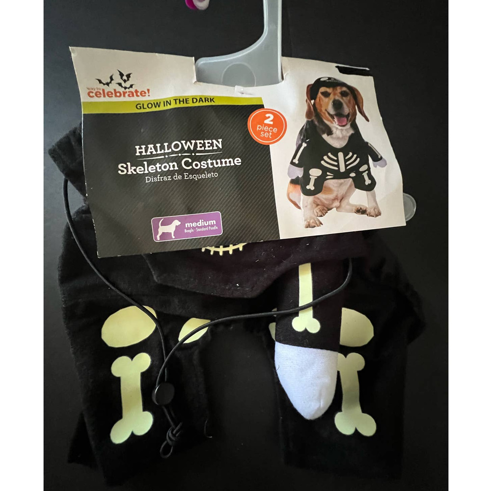 Halloween Skeleton Dog Costume (Glow in the Dark) size M